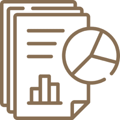 Documents with bar and pie charts icon.